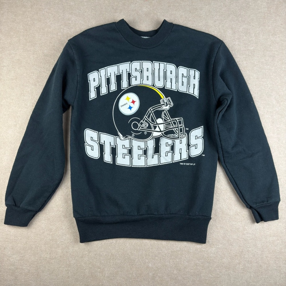 Vintage Pittsburgh Steelers Youth Sweatshirt 10/12 Black NFLP 1997 Made USA‎